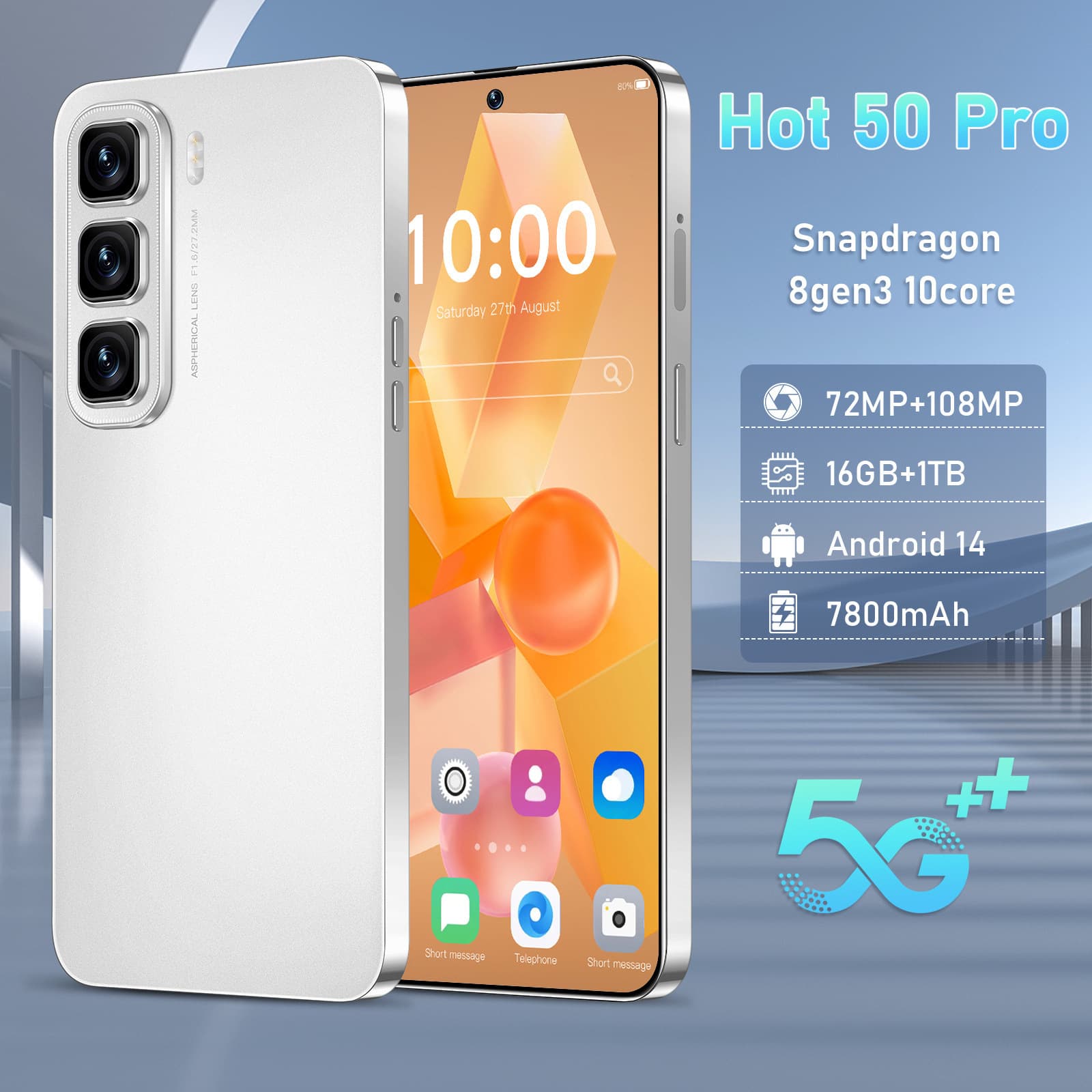 Hot 50 Pro Smartphone – 2025 New Model, 6.56" HD Display, 2+16GB Storage, Dual SIM, Android OS