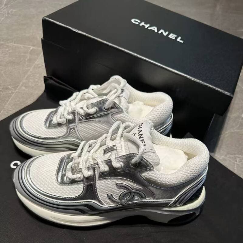 CHANEL New Silver Horn King Baskets décontractées respirantes à semelle épaisse