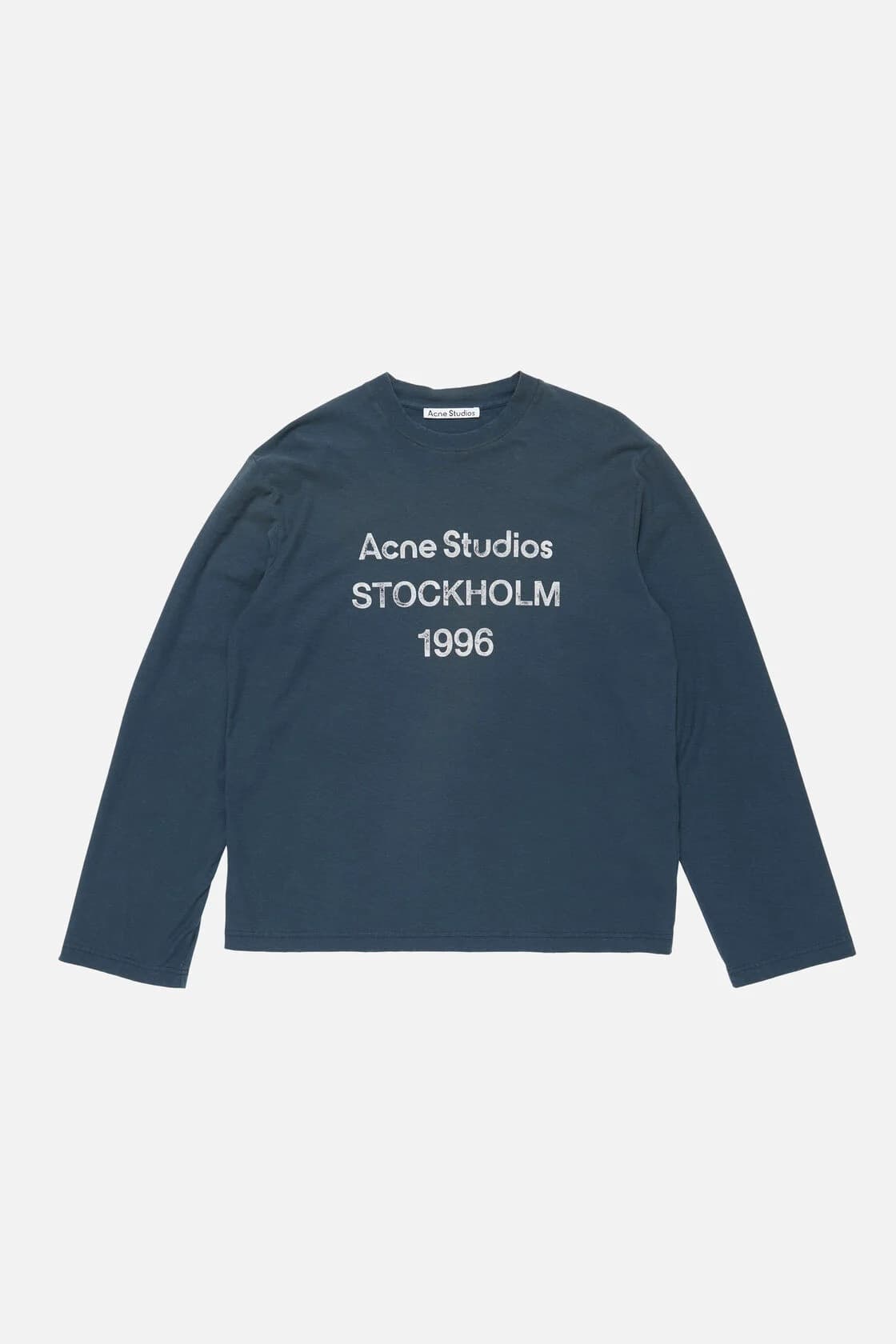 AC 1996 Trendy Brand Hot Stamping Letter Print Washed Vintage Light Luxury Unisex Loose Fit Pur Coton Manches Longues