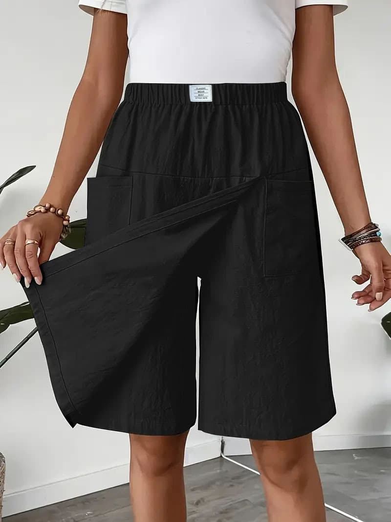 "Women's Casual Shorts With Pockets – Lightweight Polyester Summer Skirt Shorts For Beach & Streetwear"