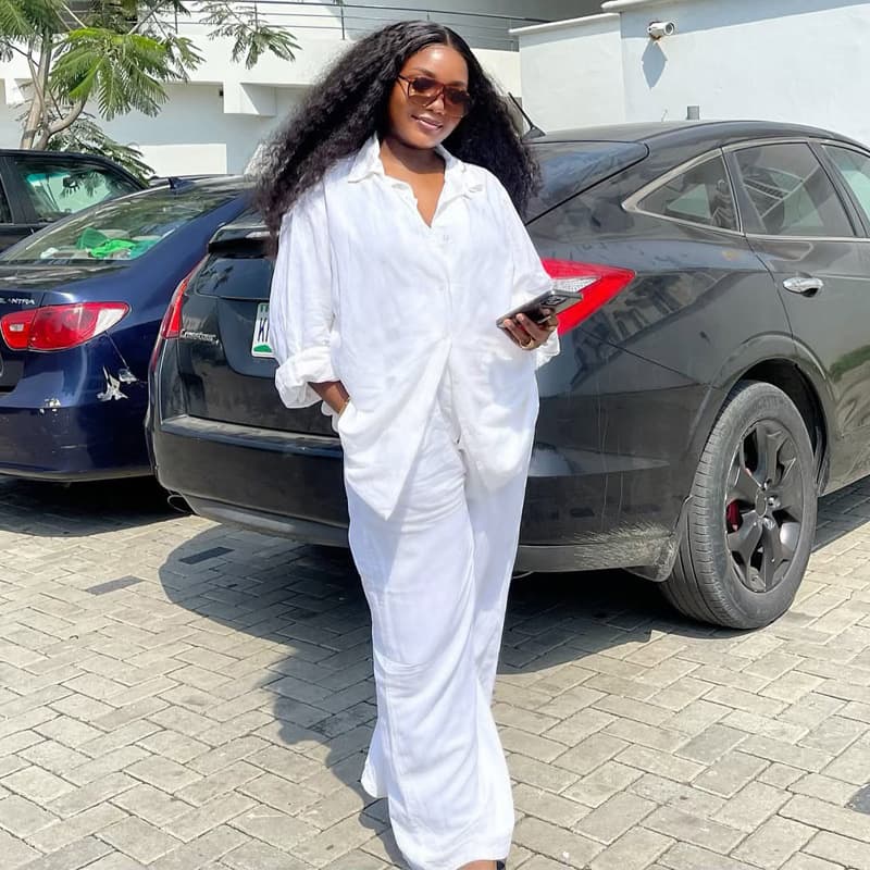 Women's Clothing Fashion Casual White Shirt Cardigan Trousers Two Piece Long Sleeved Shirt