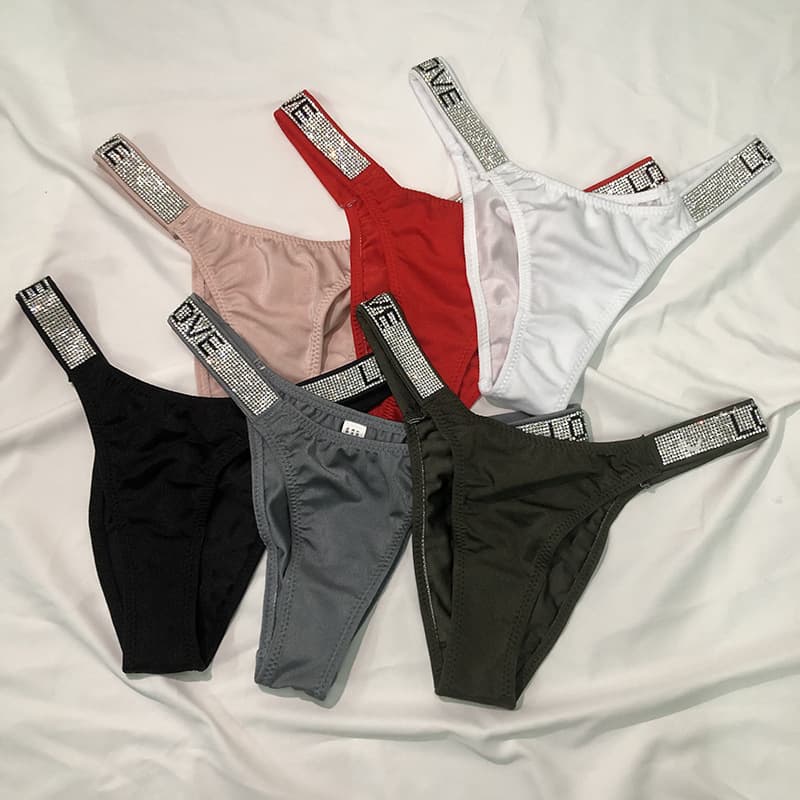 Sexy Rhinestone Women's Briefs - Low Waist High Cut T-Pant For Fitness & Hip Lift - Comfortable & Stylish Underwear