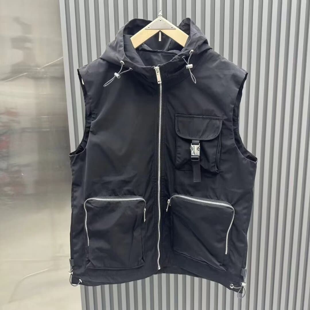 Men's Fall Solid Color Hooded Vest – Lightweight Quick-Dry, Multi-Pocket Utility Sleeveless Jacket For Casual & Outdoor Wear