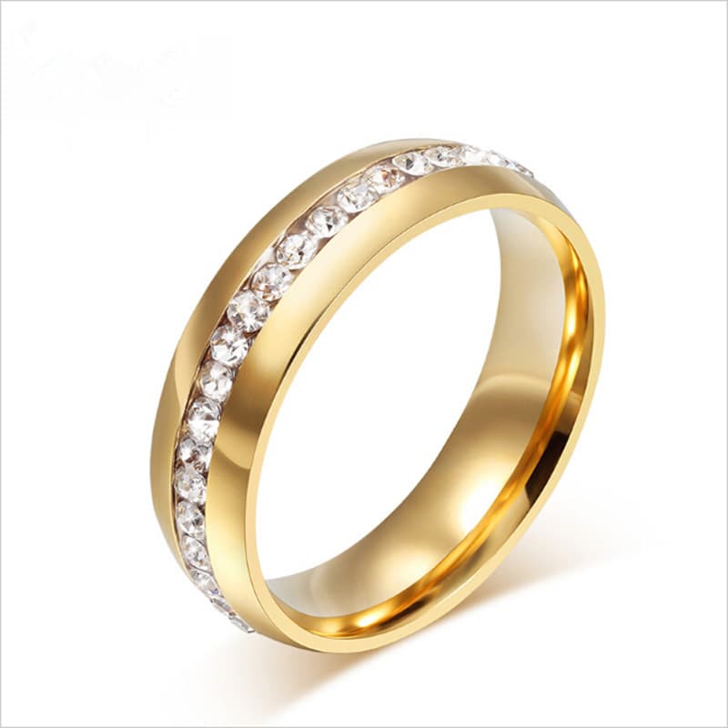 Hot sales Women's retro stainless steel ring with rhinestone inlay