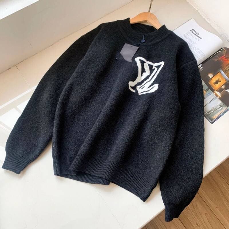 [Vêtements féminins de créateurs, style commerce extérieur] Nouveau pull tendance à col rond en maille, pull décontracté à manches longues, c