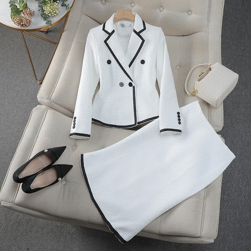 Women's Clothing tweed fishtail skirt suit fashionable temperament professional suit formal wear