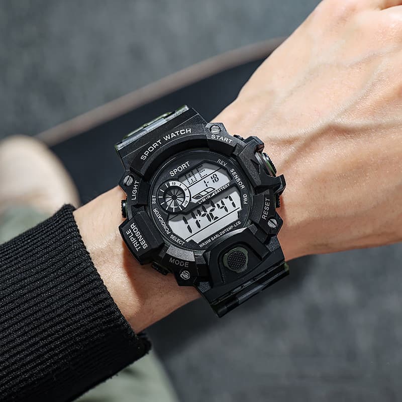 Stylish And Simple Adult Men's Outdoor Electronic Watch Large Dial Multi-functional Luminous Alarm Sports Watch