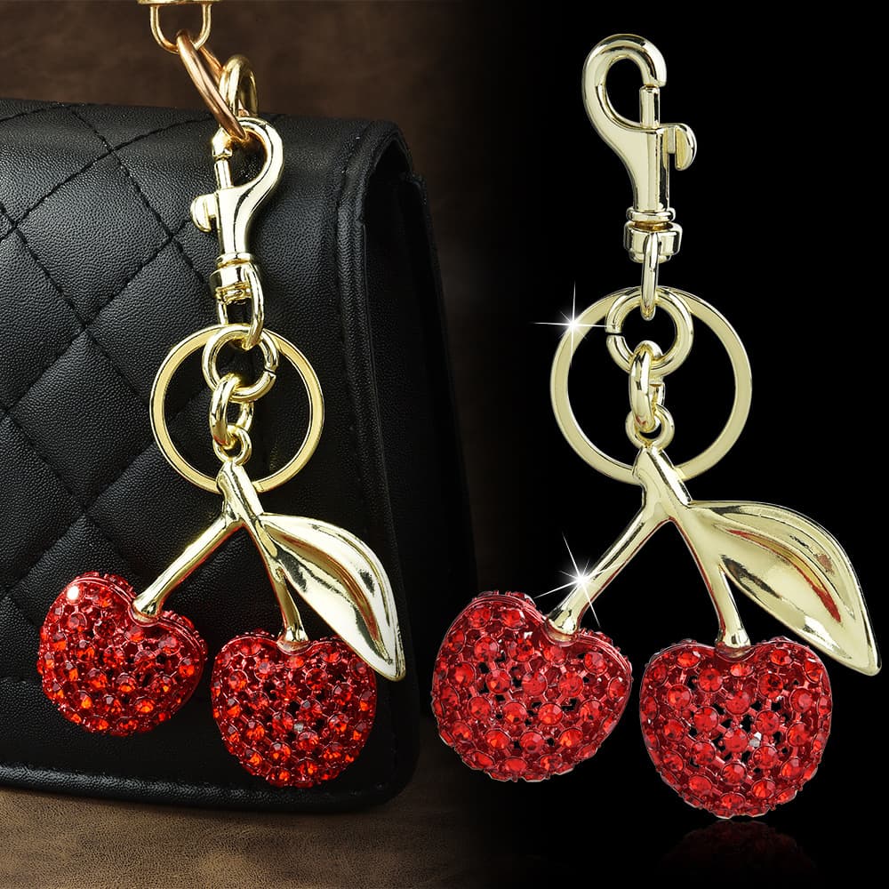 Bag Charm Factory Direct Sales Jewelry Full Of Diamond Cherry Bag Keychain Fruit Cherry Fashion Pendant Wholesale