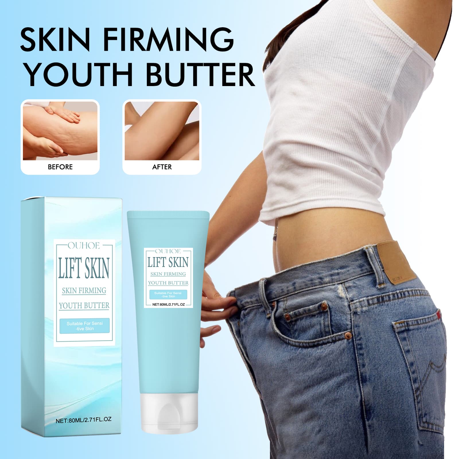 OUHOE Skin Firming Youth Butter, Moisturizing And Hydrating Deep Moisturizing Skin Firming Whitening Body Cream