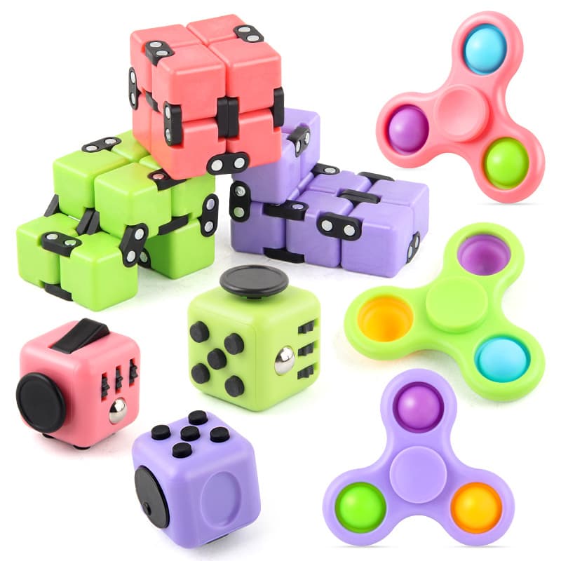 Stress Relief Toys Novel Decompression Set Infinite Rubik's Cube Finger Gyro Bubble Music Decompression Dice Three Piece Set