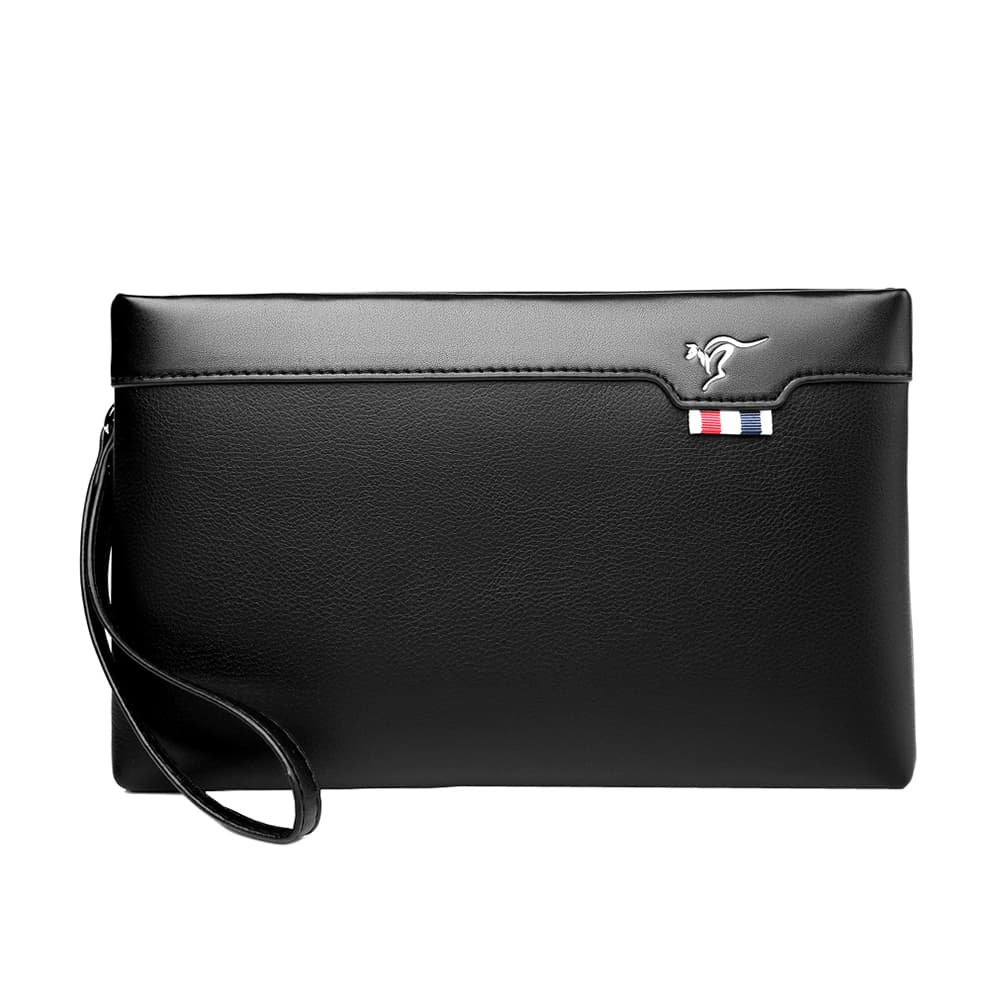 Pochette en cuir pour hommes, portefeuille à fermeture éclair, carte, mode affaires, carré, téléphone, iPad, pochette, sac à main, porte-docume