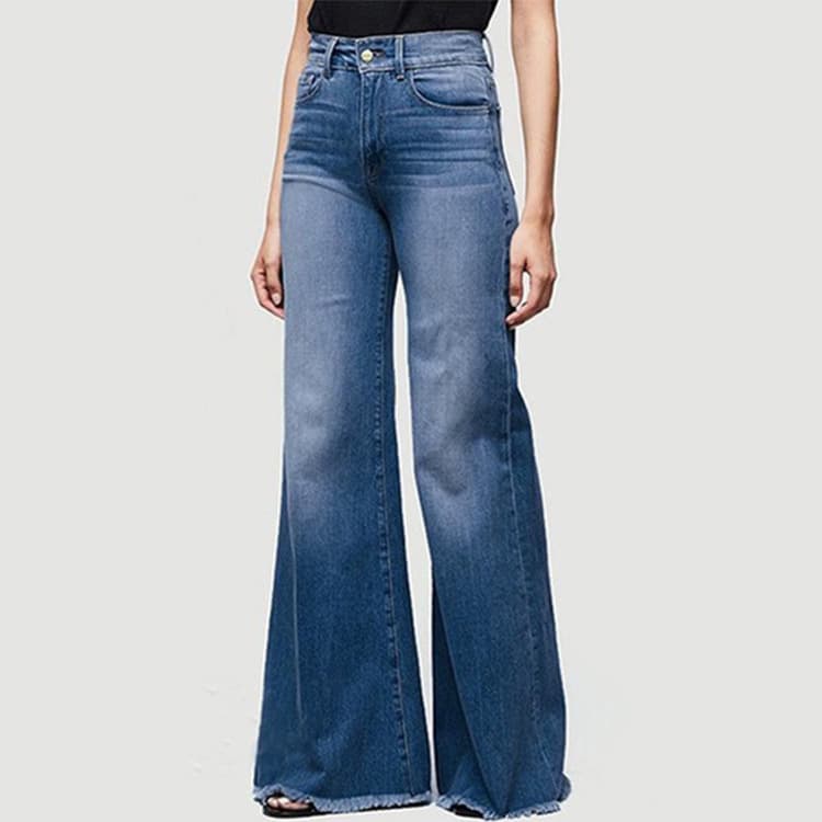 Women’s Clothing New summer elegant style denim trousers flared pants mid waist women's jeans agent franchise