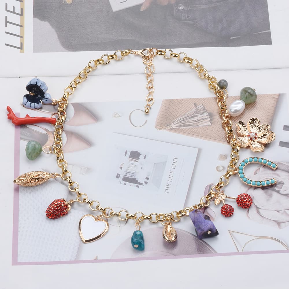 ZA New Exaggerated Flower Alloy With Diamond Set Women's Mixed Accessories Bohemian Necklace