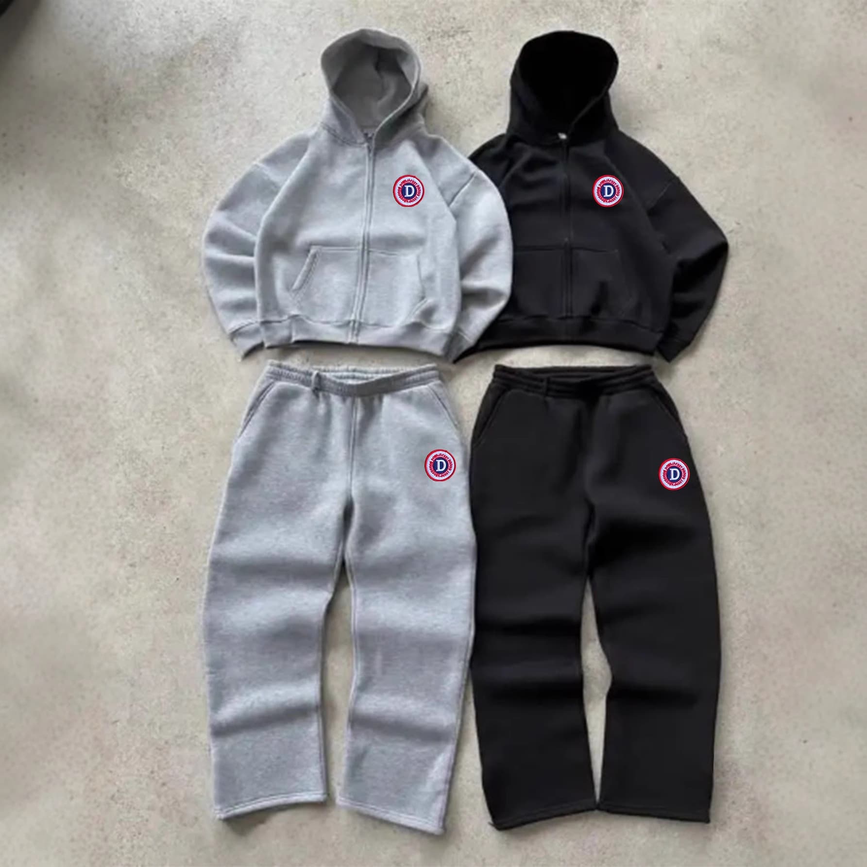 Men's Clothing Autumn/winter Men's Trendy Hooded Patch Print Sports Casual Comfortable Suit 007