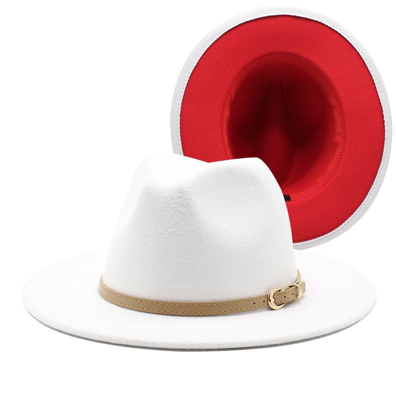 2020 new men's and women's wool woolen double-sided color matching flat big brimmed gift jazz hats, felt hats