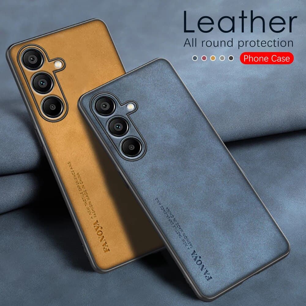 Samsang Case Sheepskin Leather Fundas On For Samsung Galaxy A15 A05s A05 4G A25 A35 A55 5G Full Lens Protection Cover