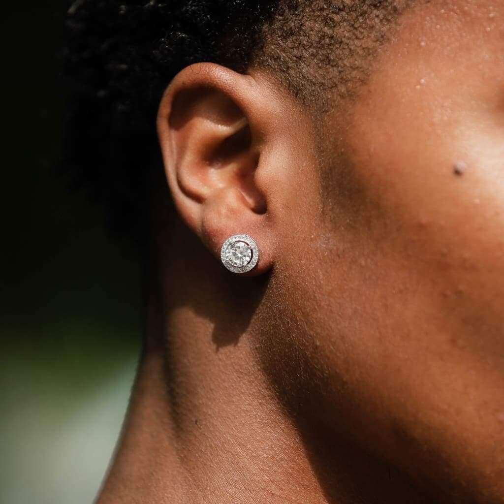 New Round Zircon Earrings Diamond Men's