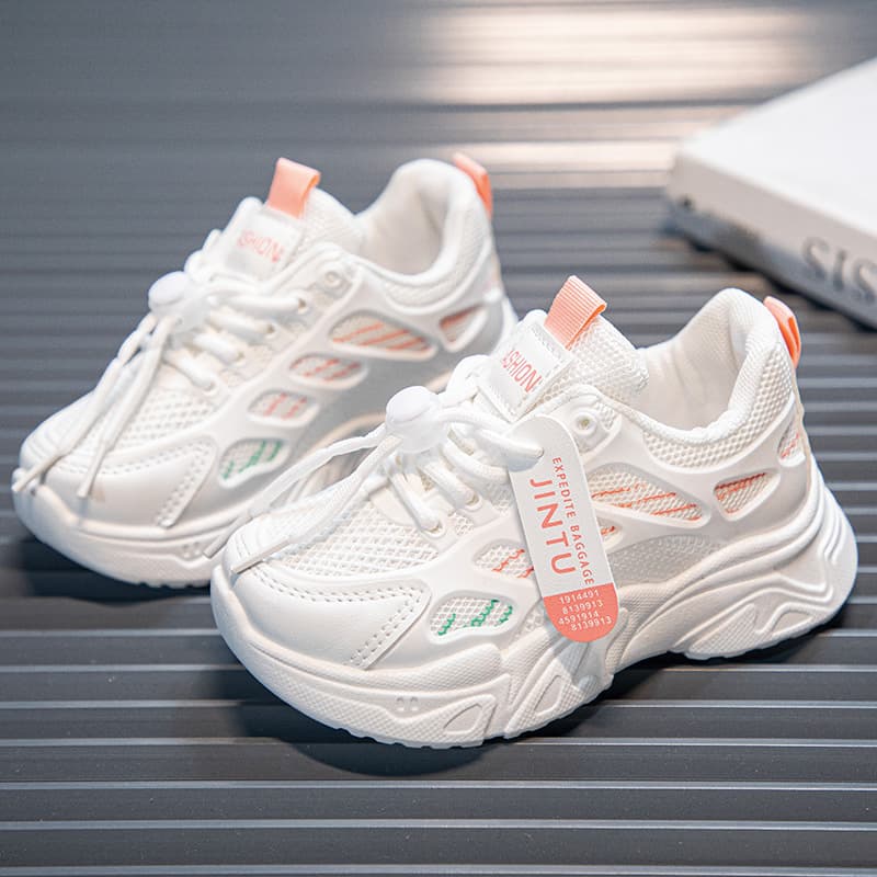 Girls' Versatile Non-Slip Children's Sneakers Spring Autumn Style Solid Soft Sole Leather Breathable Single Shoes