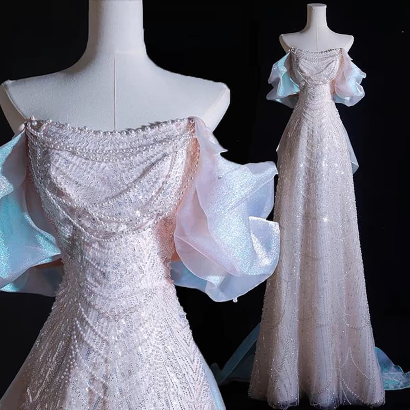 Fishtail Banquet Evening Dress Female 2025 New High End Heavy Duty Light Luxury Niche One Shoulder Engagement Dress Skirt