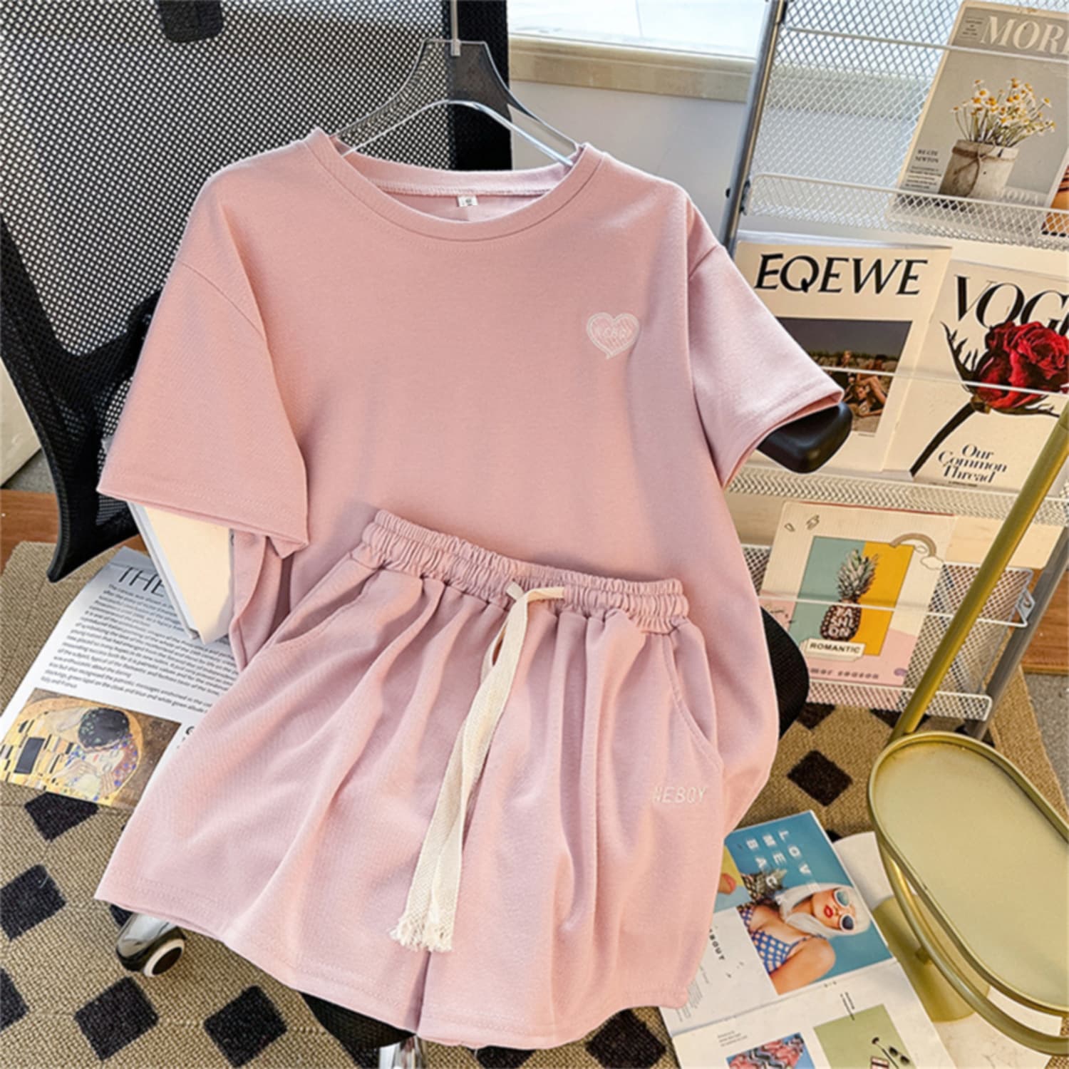 Women's fashion loose short-sleeved shorts two-piece set
