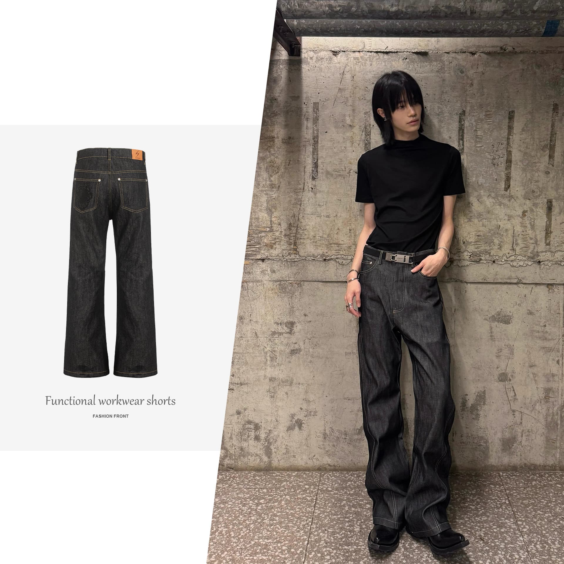 13oz Raw Denim Bootcut Jeans – Classic Straight-to-Flare Pants With Embroidered Details (S-XL, 100% Cotton, Office-to-Night Out Staple)