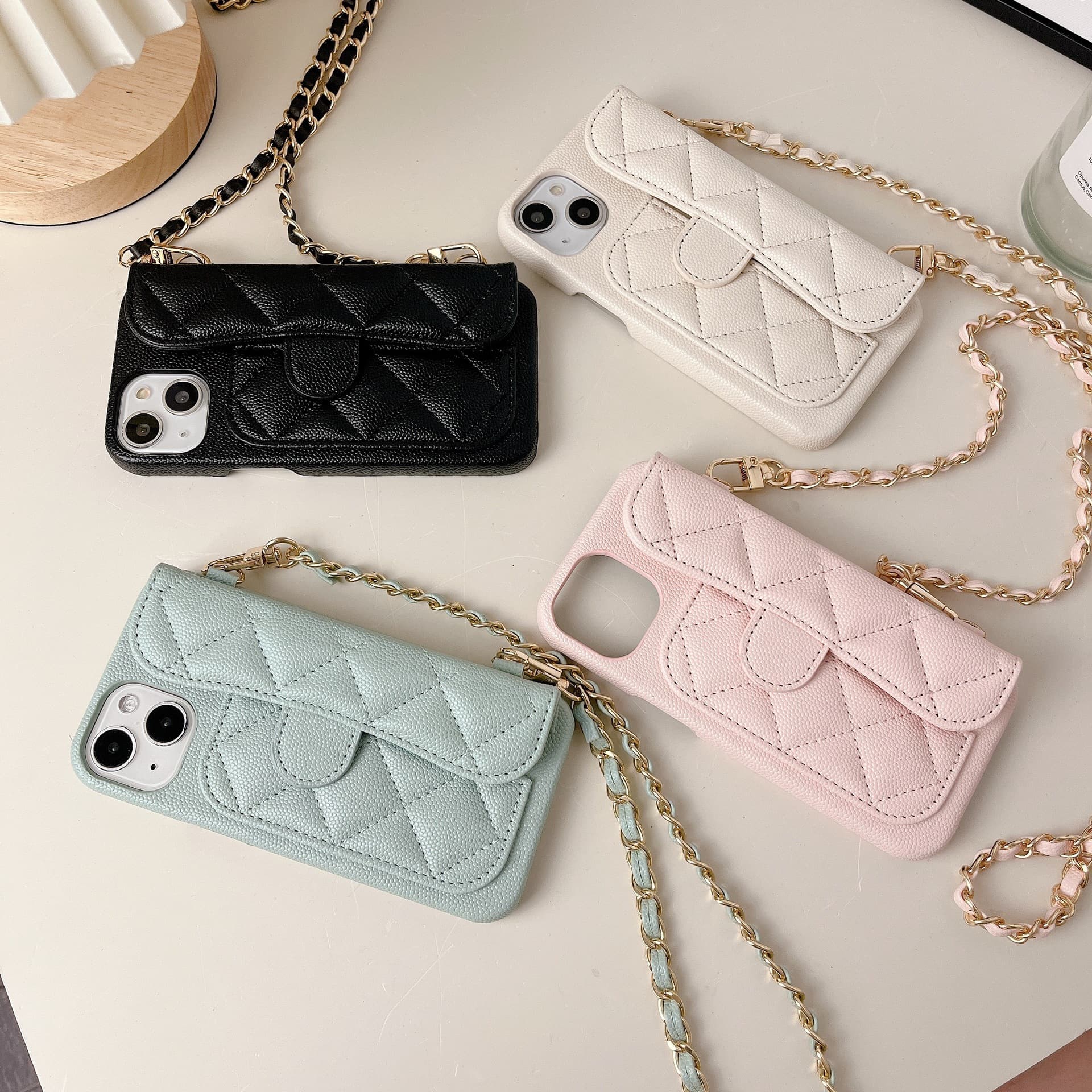 Mobile phone case Suitable for iPhone15promax small fragrant rhombus 14 litchi pattern 13 luxury 13 diagonal mobile phone case
