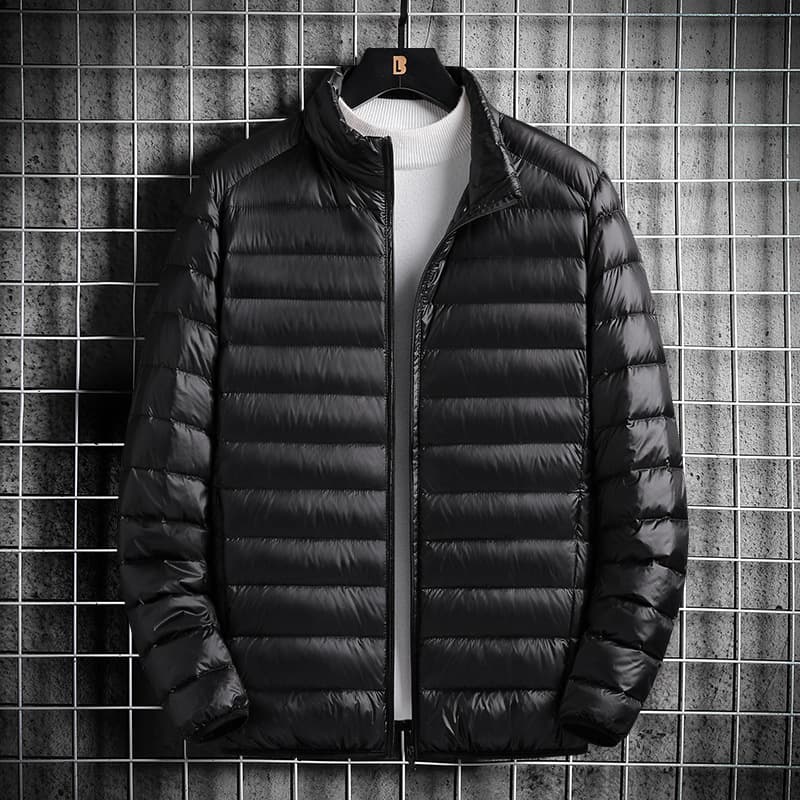 Men's Clothing Lightweight silk cotton jacket for men 2024 autumn and winter new authentic light stand up collar hooded short cotton jacket