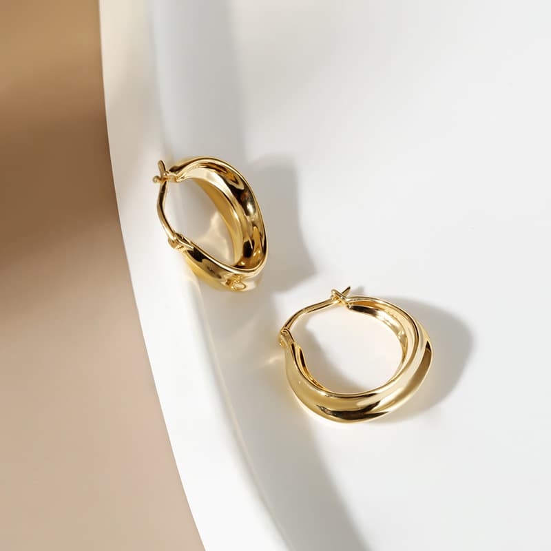 Ear Buckle Sterling Silver Horseshoe Buckle Striped Earrings Niche Minimalist Versatile Retro Elegant Jewelry Korean Women's High-end