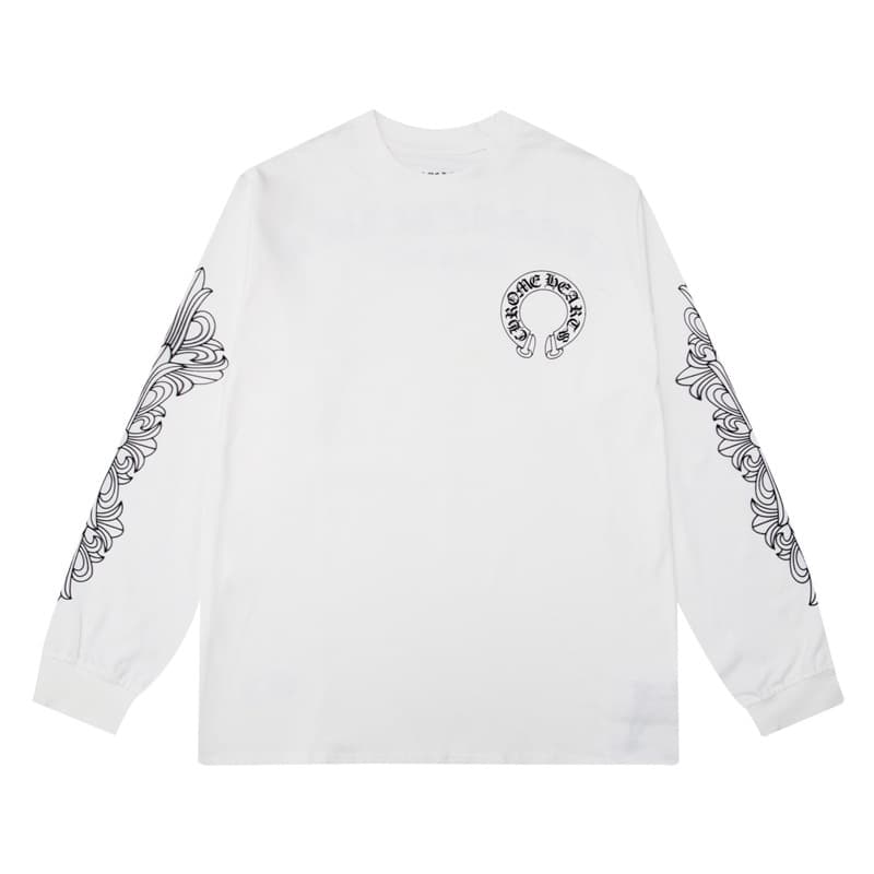 24 T-shirts unisexe à manches longues et col rond de la marque Chrome Heart Fashion, en gros