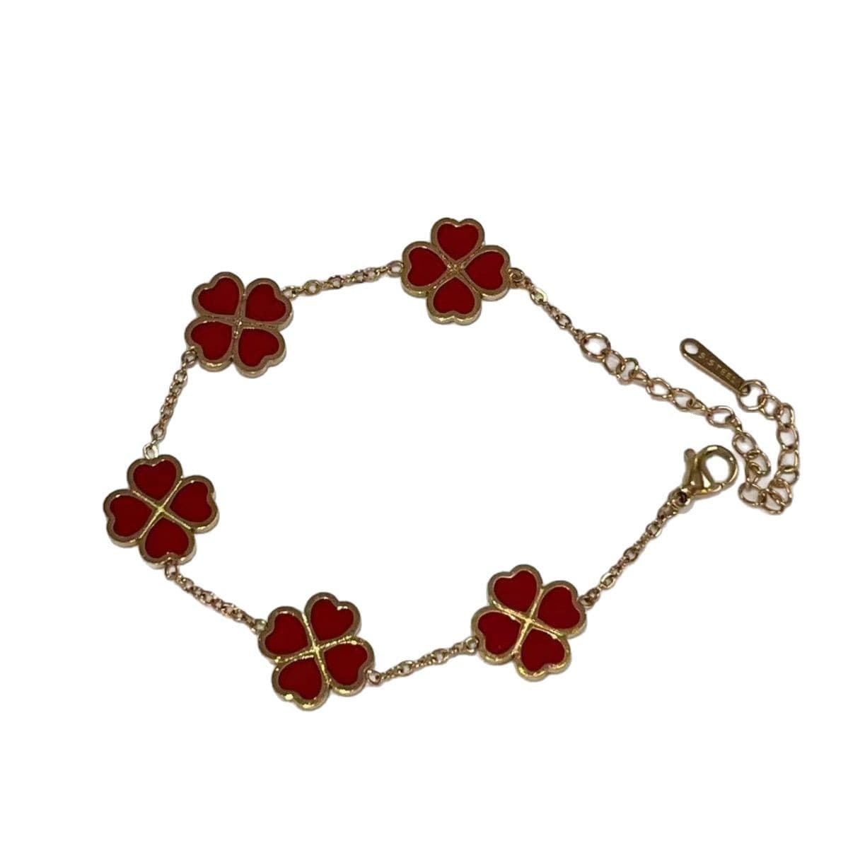 Women's Jewelry Titanium Steel Oil Drop Lucky Four Leaf Clover Bracelet K Gold Double Sided Bracelet