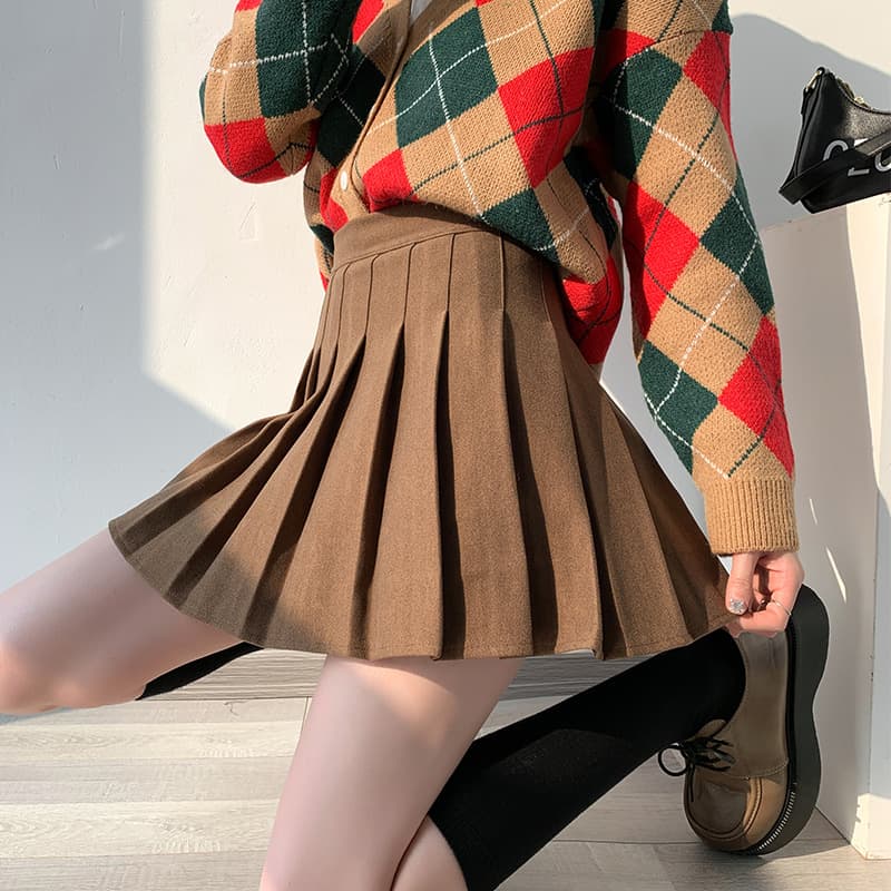 Women's Clothing Pleated skirt women's autumn and winter new thick woolen short skirt high waist A line slim fit large size skirt