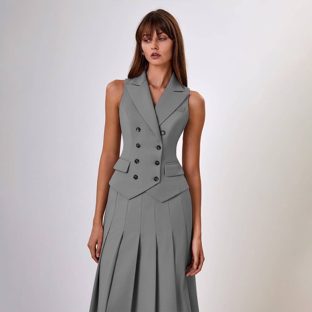 Women’s Clothing Autumn And Winter New Sleeveless Vest Long Skirt Two Piece Suit INS Style Elegant And Fashionable Temperament Suit