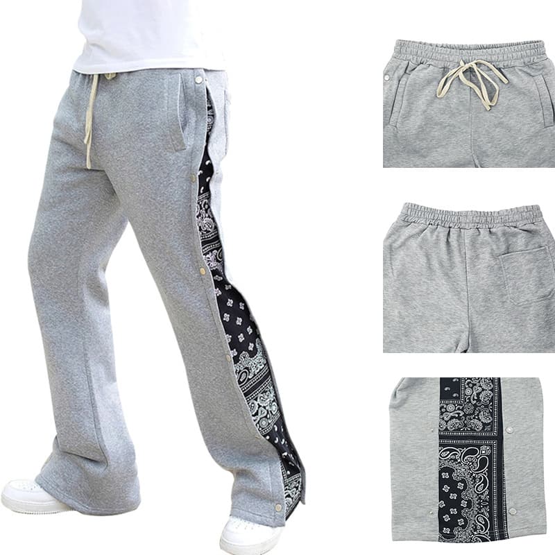 Men's Clothing spring and summer high street double line hip hop breasted sports casual pants men's loose west coast cashew flower wide leg trousers
