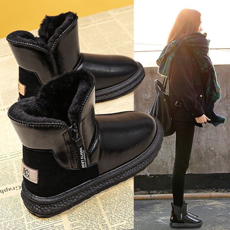 Women's Snow Winter Waterproof Thickened Sheepskin 2025 New Style Cotton Shoes Women Thick Sole Short Boots