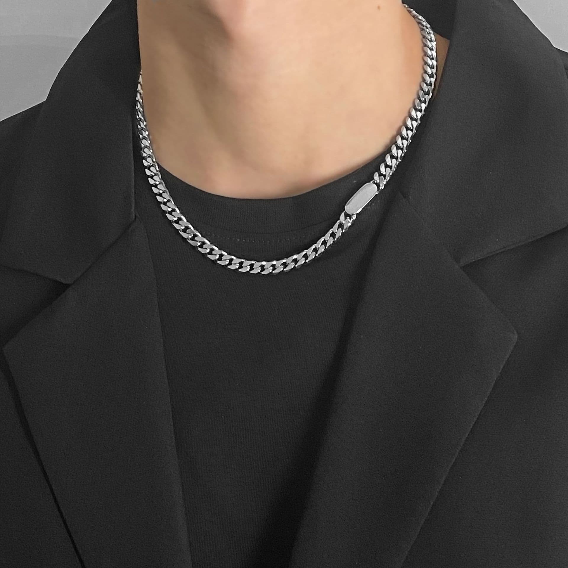 Jewelry Titanium Steel Hip Hop Trendy Brand Men And Women High End Sense Of Versatile Accessories Cuban Necklace