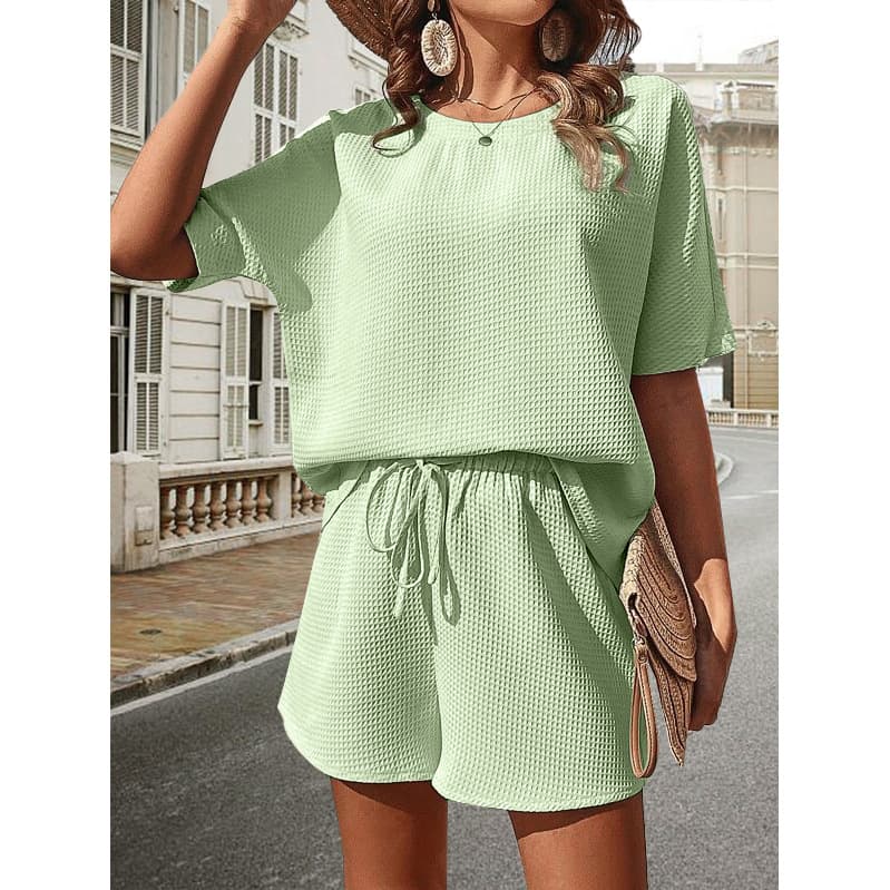 Women's short-sleeved suit women's style bat shirt fashion shorts two-piece set