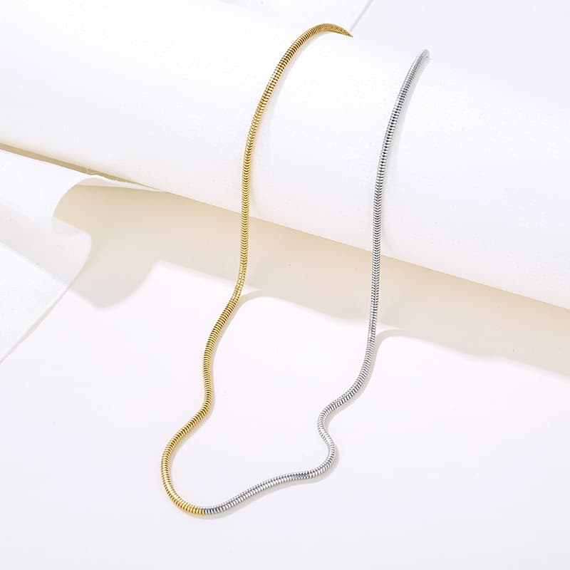Women's Jewelry Sleek Titanium Steel Snake Chain Necklace – Minimalist & Trendy Dual-Tone Layered Look Niche Stainless Steel Necklace For Women