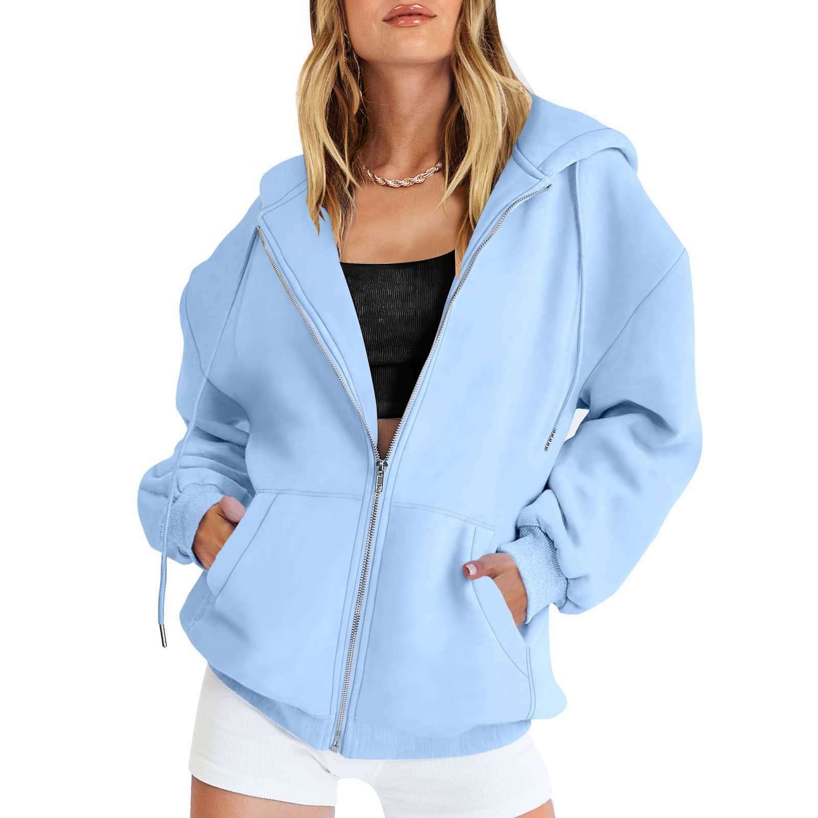Women's new style fleece urban casual hooded collar zipper sweatshirt
