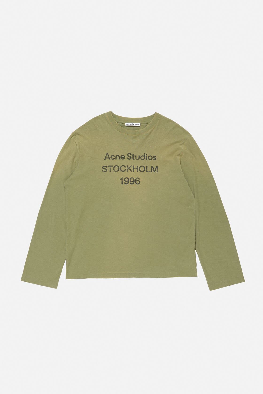AC 1996 Trendy Brand Hot Stamping Letter Print Washed Vintage Light Luxury Unisex Loose Fit Pur Coton Manches Longues