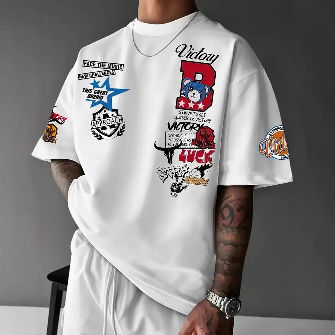 Men's Clothing Unisex Couple T-Shirt Digital 3D Printing Round Neck Short Sleeve Men's Clothing Tops & Tees