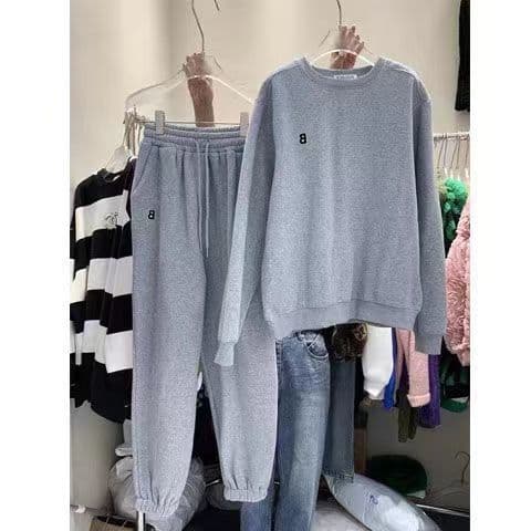 Women's Clothing Autumn And Winter Plus Velvet Thickened Loose Sweatshirt Sweatpants Suit Female Fashion Leisure Sports Two Piece Suit