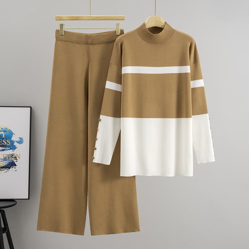K Loose-fitting Trousers With A Sporty Stripe Set For Women; A Fashionable, Relaxed, And Casual Two-piece Suit.