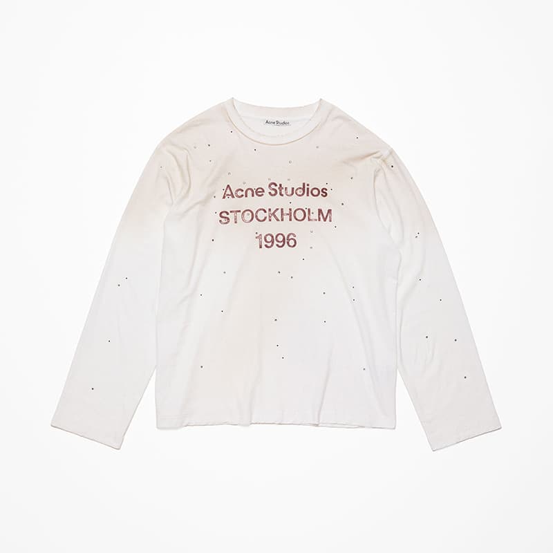 AC 1996 Trendy Brand Hot Stamping Letter Print Washed Vintage Light Luxury Unisex Loose Fit Pur Coton Manches Longues