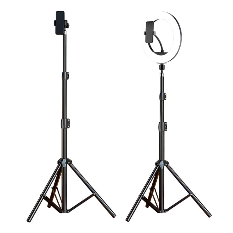 Premium Carbon Steel Phone Tripod Stand With Sandblasted Finish – Adjustable Height (1.7m/2.1m), Multi-Device Mount