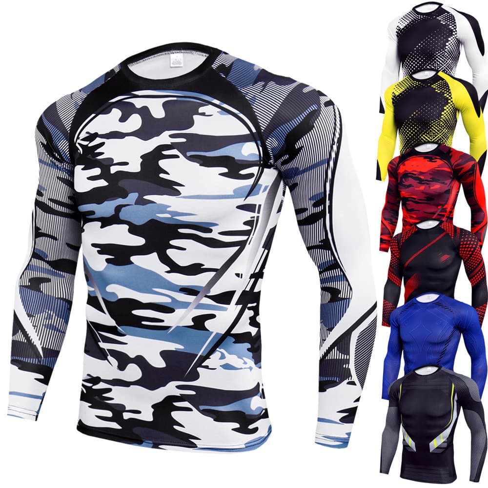 Men's Clothing Long-sleeved round-neck quick-drying ice silk t-shirt men's outdoor camouflage fitness clothes men's slim fit t-shirt
