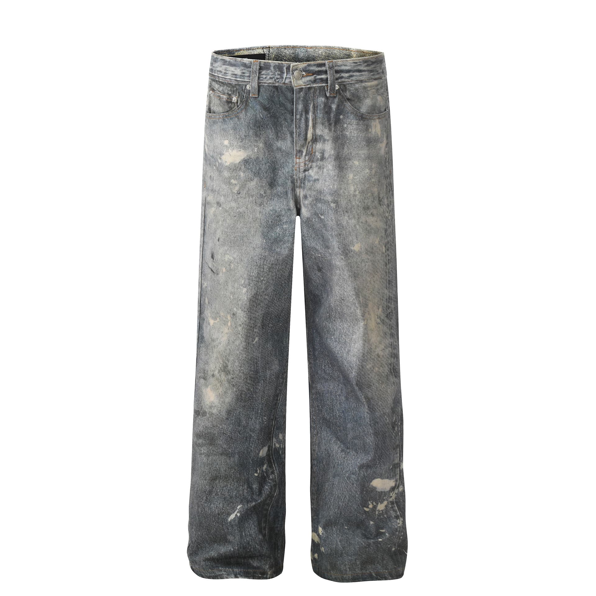 Men's Clothing G6456 Retro 2024 trend men's street heavy paint old design high men's and women's denim trousers