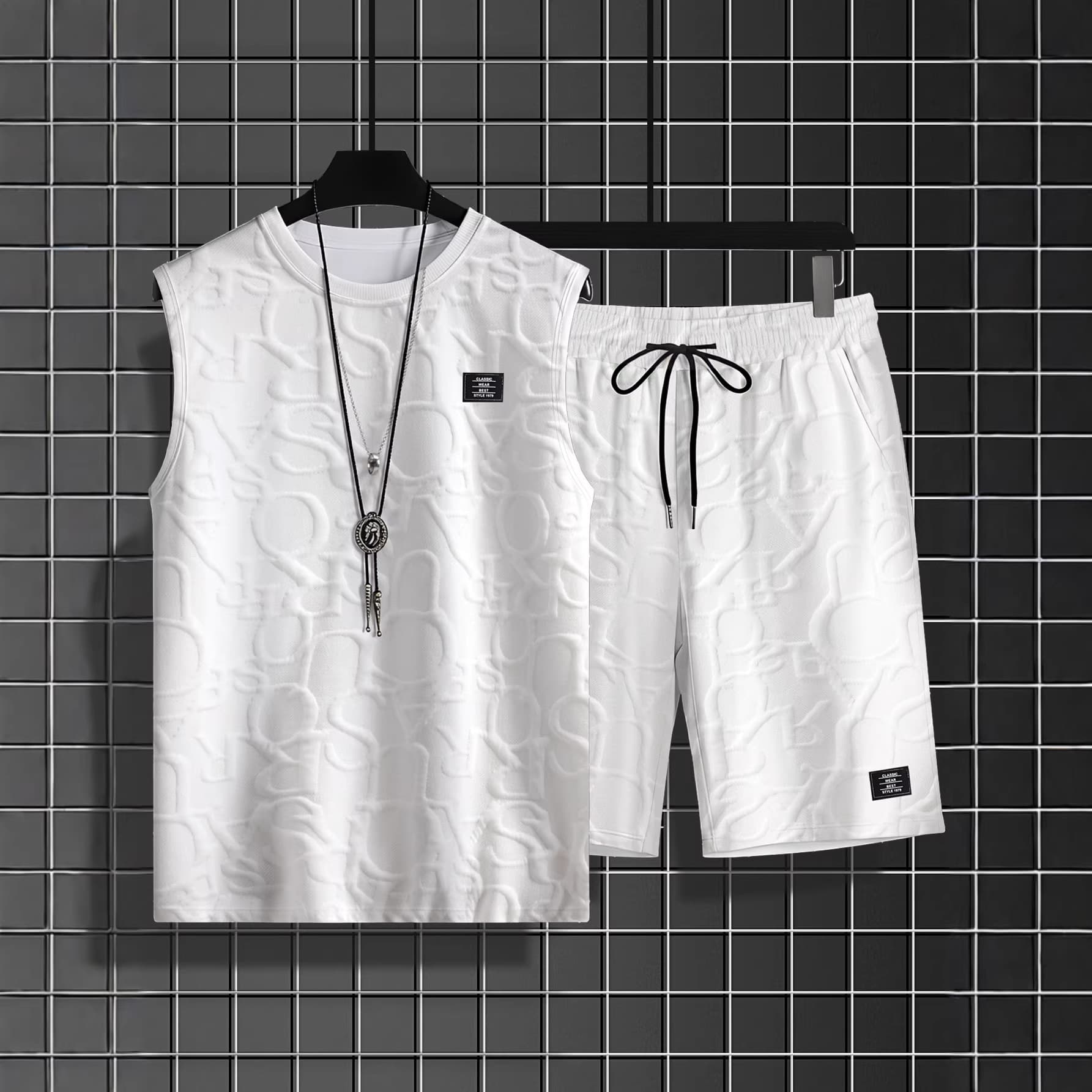 Men's Casual Summer Suits Fashionable Beach Style Short Sleeve Polyester Cotton T-Shirt Set Simple Modern Stylish Look