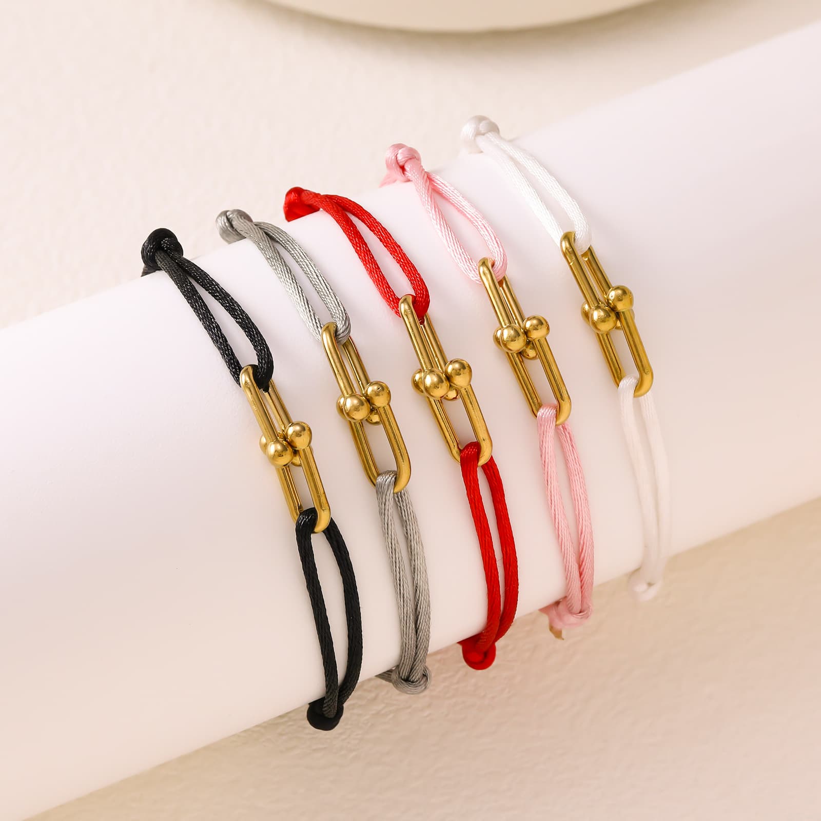 Chain Necklaces Adjustable Rope Braided Bracelet With Stainless Steel Horseshoe Buckle, Couple Bracelet, Versatile Friendship Gift Jewelry .