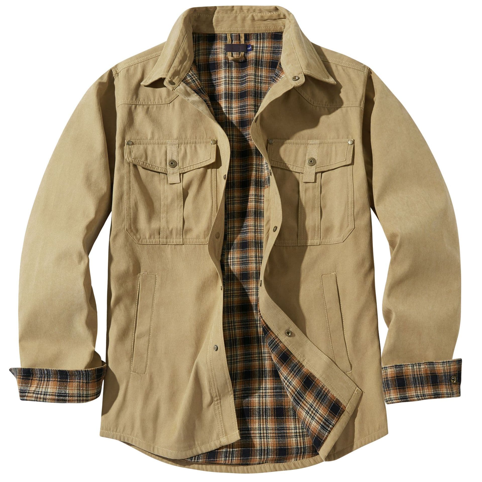 Men's Clothing men's large size lapel plaid flannel casual jacket retro western style jacket