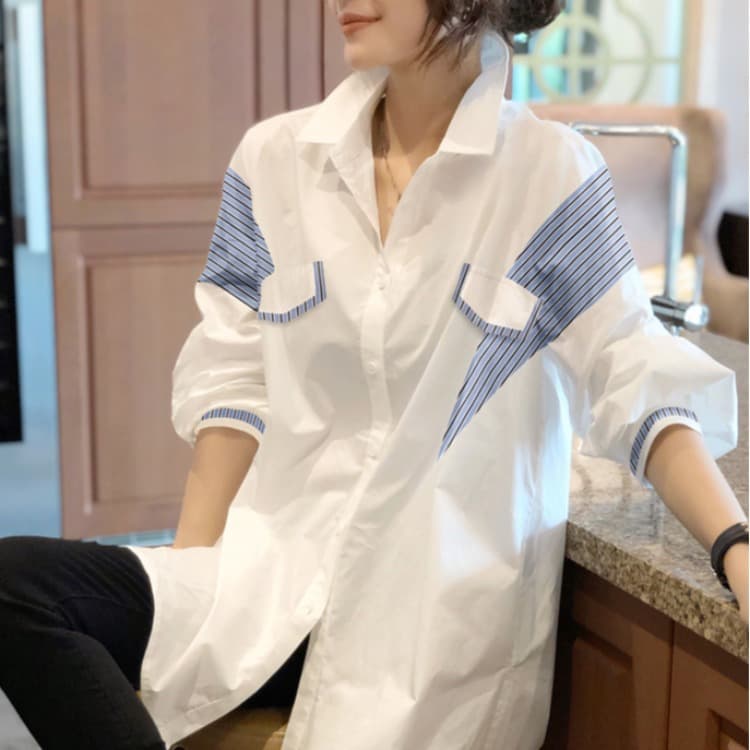 Women's Clothing Commuter Fashion Design Sense All Match Temperament Lapel Long Sleeve Shirt Women